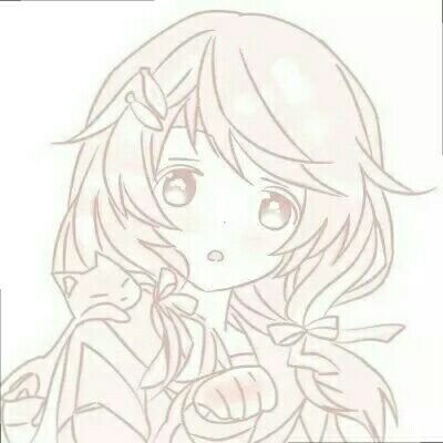 浅色极简素描风格女生头像